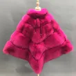 High quality women's luxury fox fur cloak loose genuine fox coatColor:Dark pink