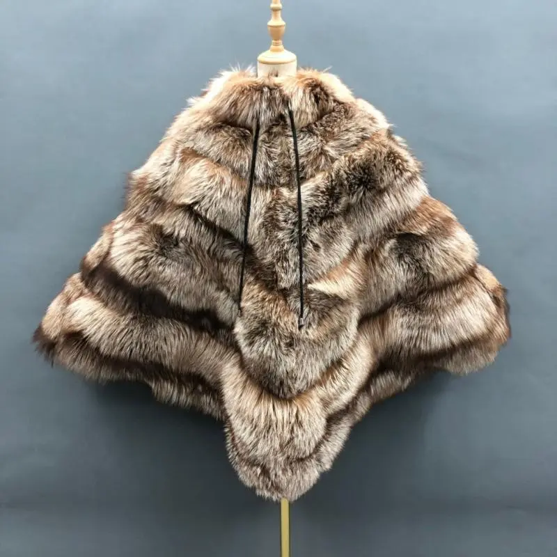 High quality women's luxury fox fur cloak loose genuine fox coatColor: