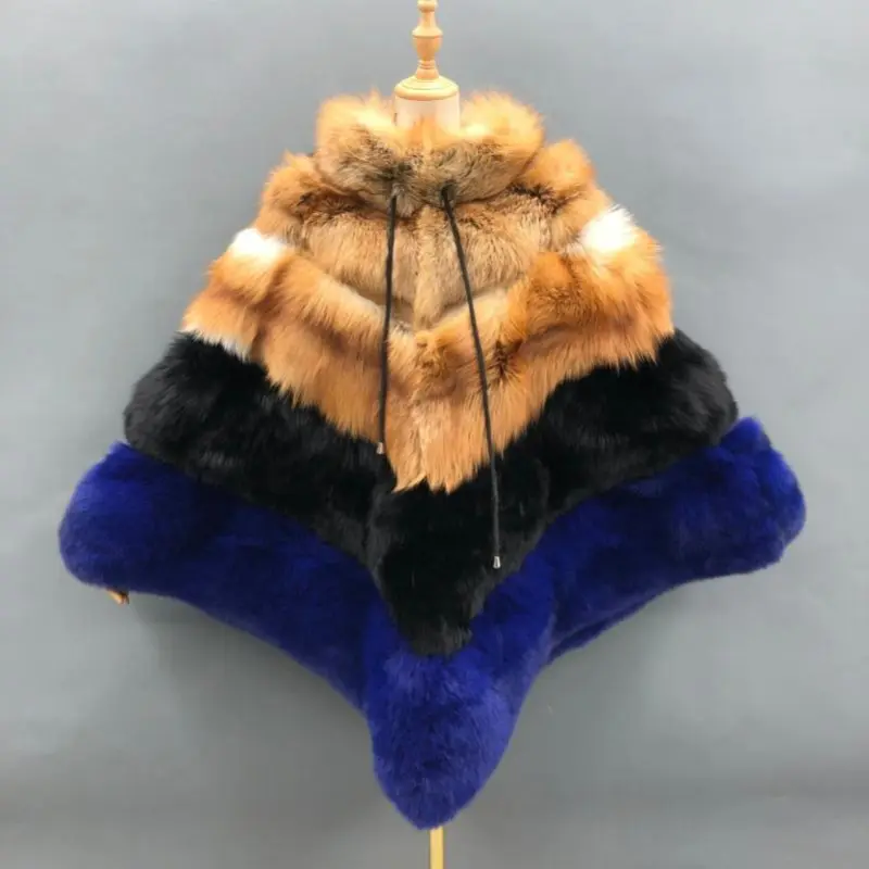 High quality women's luxury fox fur cloak loose genuine foxColor: