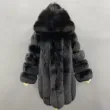 Women's warm real fox fur hooded coat in winterColor:Black