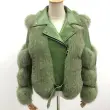 Warm winter leather fluffy real fox fur jacket Women's short coatColor:Green