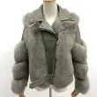 Warm winter leather fluffy real fox fur jacket Women's short coatColor:Dark green