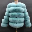 New Winter Warm Short Style Coat Real Fox Fur Jacket Women Natural Fur Outerwear for LadyColor:Aqua