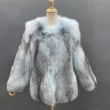 Fashion design fox fur jacket outdoor street casual women's coatColor:Blue