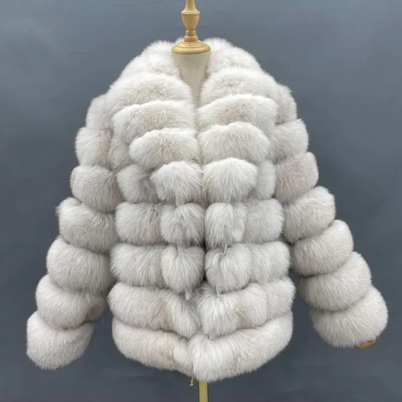 Winter lapel women's fox fur warm coatColor:White