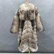 Men's and women's fashionable ultra-thick warm real fox fur long coatColor: