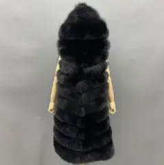 Winter Women Fox Fur Gilet Warm Long Soft Comfortable Outwear Vest For FemaleColor:Black