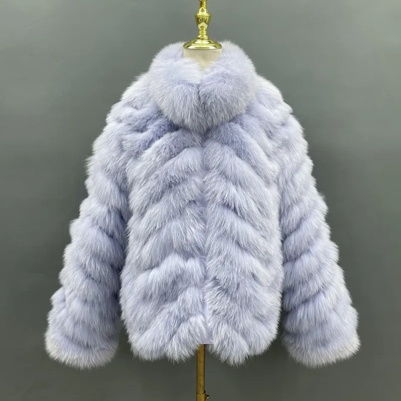Winter women wear fox fur on both sides